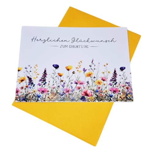 m-creativeworld production Herzlichen Glückwunsch Geburtstagskarten Set, 10 Stück mit Umschlägen, Blumenwiese Design, im Postkartenformat m-creativeworld production Herzlichen Glückwunsch Geburtstagskarten Set, 10 Stück mit Umschlägen, Blumenwiese Design, im Postkartenformat von m-creativeworld production