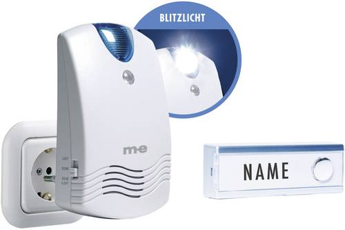 M-e modern-electronics FG1.2 Funkklingel Komplett-Set mit Namensschild, mit Blitzlicht von m-e modern-electronics