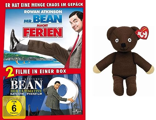 BUNDLE TY 46179: Mr. Bean - Plüschbär 20cm + DVD Mr. Bean (Der ultimative Katastrophenfilm / Mr. Bean macht Ferien) [2 DVDs] von m-m-m