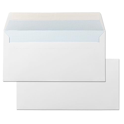 Briefumschläge aus Papier, weiß, Umschlag aus Papier, 120 x 176 mm, Umschlag aus Papier mit Verschluss aus Silikon für Einladungen, Versand oder Aufbewahrung · m-office (2000 Stück, 120 x 177) 6 mm von m-office