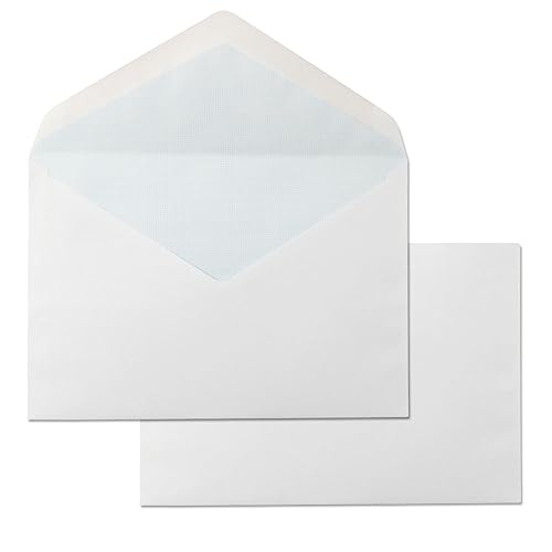 Briefumschläge aus Papier, weiß, Umschlag aus handelsüblichem Papier, 120 x 176 mm, weißer Umschlag aus Papier mit Zugverschluss für Einladungen, Versand · m-office (50 Stück, 120 x 176 mm) von m-office