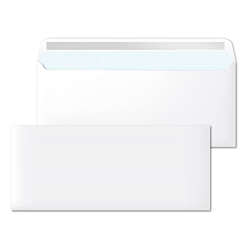 Papierumschläge, amerikanischer weißer Umschlag, ohne Fenster, Maße 220 x 110 mm, weiße Umschläge für Briefe und Dokumente, Briefumschläge 90 g/m² mit Haftverschluss · m-office (50 Stück) von m-office