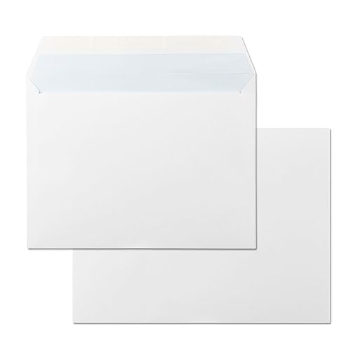 Papierumschläge, weißes Umschlag, 4 Größe, 190 x 250 mm, Umschlag aus Papier mit Verschluss aus Silikon für Dokumente, Versand oder Lagerung · m-office (250 Stück, 190 x 2) 50 mm von m-office