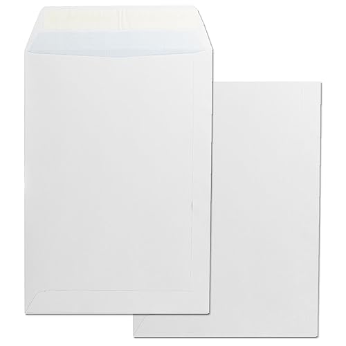 Papierumschläge, weißes Umschlag, DIN 229 x 324 mm, weißer Umschlag aus Papier mit Verschluss aus Silikon für Dokumente, Versand oder Lagerung · m-office (500 Stück, 229 x 324 mm) von m-office