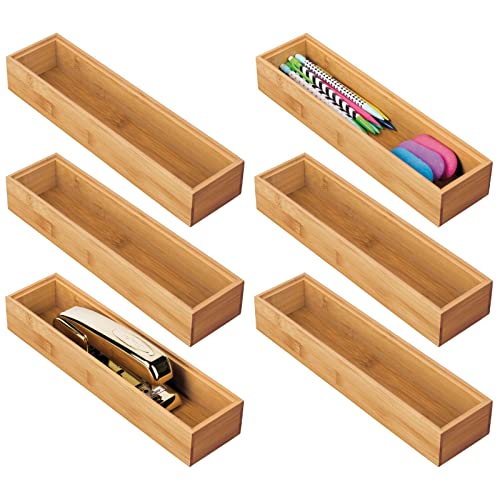 mDesgn 6er-Set Aufbewahrungsbox für Schreibtisch und Badezimmer – rechteckige Schubladenbox aus Bambus – hochwertiger Schreibtisch Organizer für Bürobedarf und Bastelsachen – naturfarben mDesgn 6er-Set Aufbewahrungsbox für Schreibtisch und Badezimmer – rechteckige Schubladenbox aus Bambus – hochwertiger Schreibtisch Organizer für Bürobedarf und Bastelsachen – naturfarben von mDesign