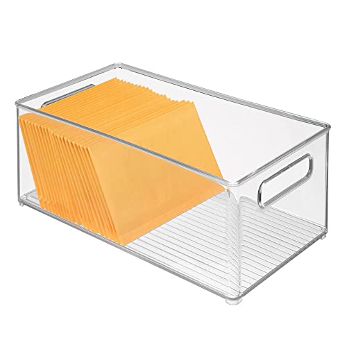 mDesign Aufbewahrungsbox für Bürobedarf – lange Sortierbox aus Kunststoff für den Schrank oder die Schublade – Kunststoffbehälter für Umschläge, Stifte usw. – durchsichtig von mDesign