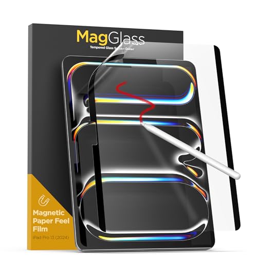 magglass MagFlex papierähnliche Displayschutzfolie für iPad Pro 13 Zoll M4 2024 (7. Generation) – magnetische, entfernbare PET-Papier-Haptik, Textur zum Schreiben und Zeichnen (mattes Finish) (13 von magglass