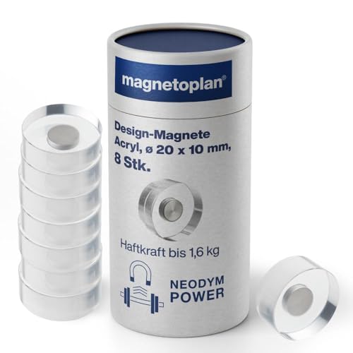 Design Magnete, Durchmesser 20 x 10 mm, Haftkraft circa 1.6 kg, acryl/transparent Design Magnete, Durchmesser 20 x 10 mm, Haftkraft circa 1.6 kg, acryl/transparent von magnetoplan