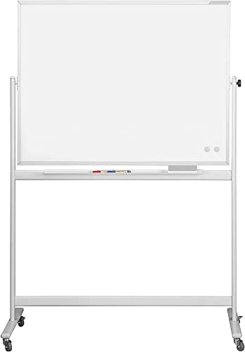 magnetoplan 1240989 Whiteboard mit Fahrgestell, speziallackierte Oberfläche, komplett mit Ablageschale für Marker und Zubehör, 2000 x 1000 mm von magnetoplan