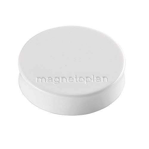 magnetoplan Ergo-Magnet 10er-Pack Whiteboard-Magnete, Pinnwandmagnete, Magnetpunkte für die Schultafel, Kühlschrankmagnete und Pinnwände | 11 Farben, 30 x 8mm - weiß von magnetoplan