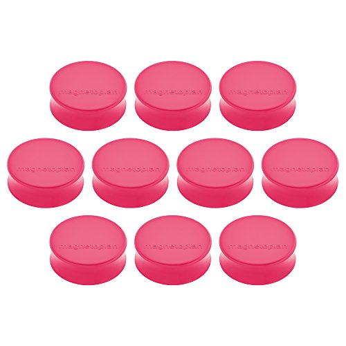 magnetoplan Ergo-Magnet 10er-Pack Whiteboard-Magnete, Pinnwandmagnete, Magnetpunkte für die Schultafel, Kühlschrankmagnete und Pinnwände | 11 Farben, 34 x 12.5mm - rosa von magnetoplan