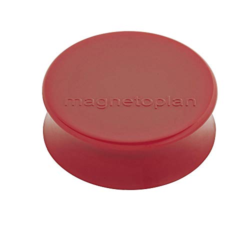magnetoplan Ergo-Magnet 10er-Pack Whiteboard-Magnete, Pinnwandmagnete, Magnetpunkte für die Schultafel, Kühlschrankmagnete und Pinnwände | 11 Farben, 34 x 12.5mm - rot von magnetoplan