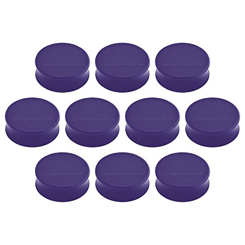 magnetoplan Ergo-Magnet 10er-Pack Whiteboard-Magnete, Pinnwandmagnete, Magnetpunkte für die Schultafel, Kühlschrankmagnete und Pinnwände | 11 Farben, 34 x 12.5mm - violett von magnetoplan