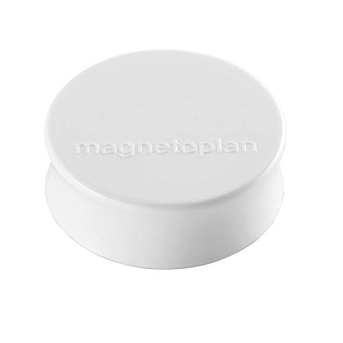 magnetoplan Ergo-Magnet 10er-Pack Whiteboard-Magnete, Pinnwandmagnete, Magnetpunkte für die Schultafel, Kühlschrankmagnete und Pinnwände | 11 Farben, 34 x 12.5mm - weiß von magnetoplan