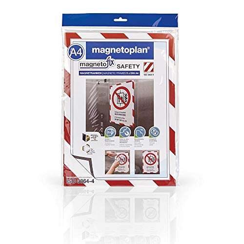 magnetoplan | Magnetrahmen SAFETY | VE à 5 Stk | Format DIN A3 | rot-weiß von magnetoplan