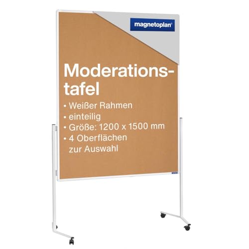 magnetoplan Moderationstafel einteilig, Kork | Doppelseitig BxH 1200x1500mm | Aluminiumrahmen Weiß | Mobile Präsentationstafel | Mit 4 Lenkrollen & stabilem Stahlgestell | Für Büro & Schulung magnetoplan Moderationstafel einteilig, Kork | Doppelseitig BxH 1200x1500mm | Aluminiumrahmen Weiß | Mobile Präsentationstafel | Mit 4 Lenkrollen & stabilem Stahlgestell | Für Büro & Schulung von magnetoplan