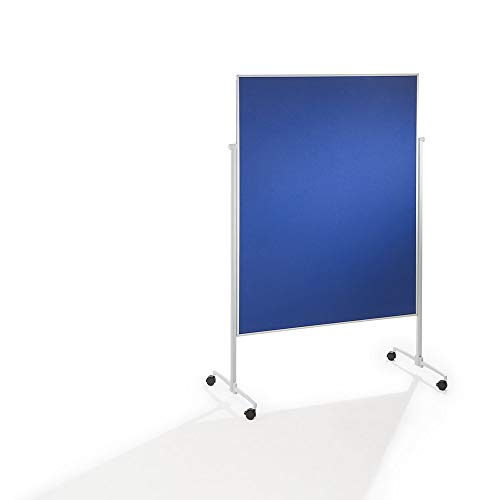 magnetoplan Moderationstafel einteilig Filz mit einklappbaren Standfüßen, inklusiv feststellbare Laufrollen, 120 x 150 cm, blau von magnetoplan