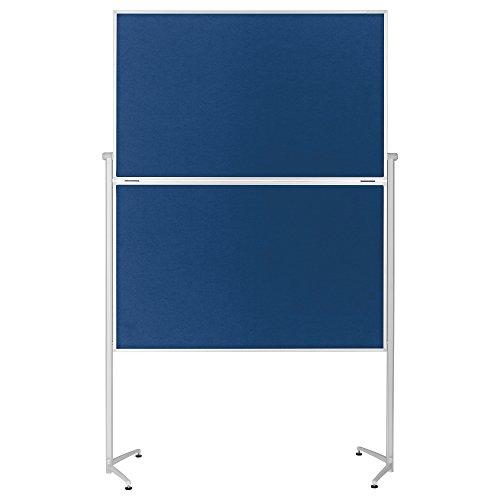magnetoplan Moderationstafel klappbar Filz mit einklappbaren Standfüßen, inklusiv feststellbare Laufrollen, 120 x 150 cm, blau von magnetoplan