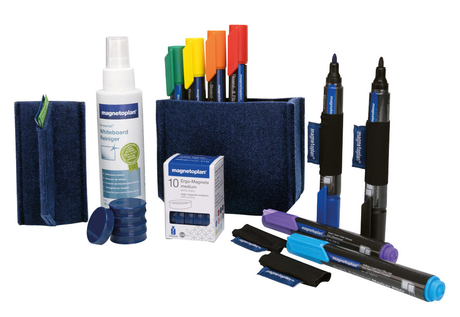 magnetoplan Whiteboard Essentials Kit, blau von magnetoplan