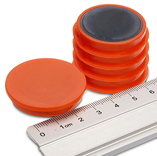 5x Pinnwandmagnete/Büromagnete (magnets4you) | Orange | Ø 40 x 8 mm | Ferrit | für Whiteboard, Kühlschrank, Büro, Schule, Tafel von magnets4you