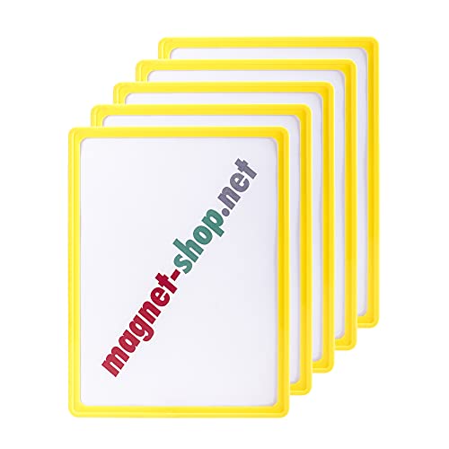 magnets4you - 5er Pack Plakatrahmen | DIN A5 | Farbe: Gelb | perfekt für Präsentation von Werbung/Informationen im Verkaufsbereich oder auf Messen von magnets4you