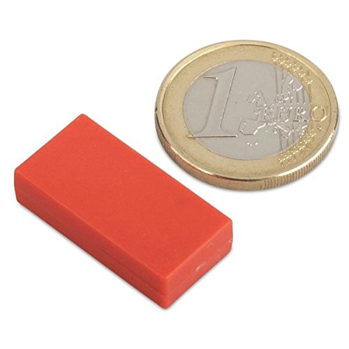magnets4you - Quadermagnet mit Kunststoffmantel 25,4x12,7x6,3mm | Neodym Magnet | rot | Haftkraft: 3,8kg | wasserdichter Magnet, geeignet für den Außenbereich, rostfreier Blockmagnet von magnets4you