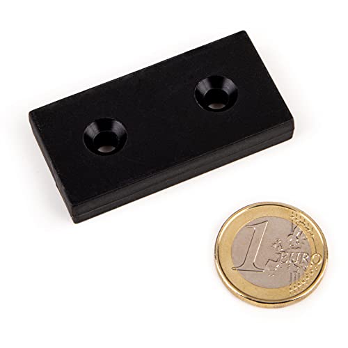 magnets4you - Starker Neodym Magnet mit Kunststoffmantel & 2 Senklöchern | 51x25x8mm, Innendurchmesser Ø 5mm | schwarz | Quadermagnet zum Verschrauben | wasserfest, nicht rostend von magnets4you
