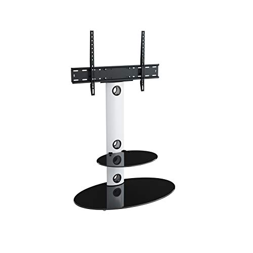 King TV Ständer Standfuß fur 32" - 60" Zoll LCD/LED/Plasma Fernseher Fernsehtisch mit Halterung inkl. Kabelführung (Oval, Weiß/Schwarz) von mahara