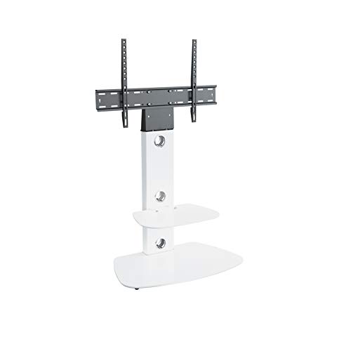 King TV Ständer Standfuß fur 32" - 60" Zoll LCD/LED/Plasma Fernseher Fernsehtisch mit Halterung inkl. Kabelführung (Rundes Quadrat, Weiß/Weiß) von mahara