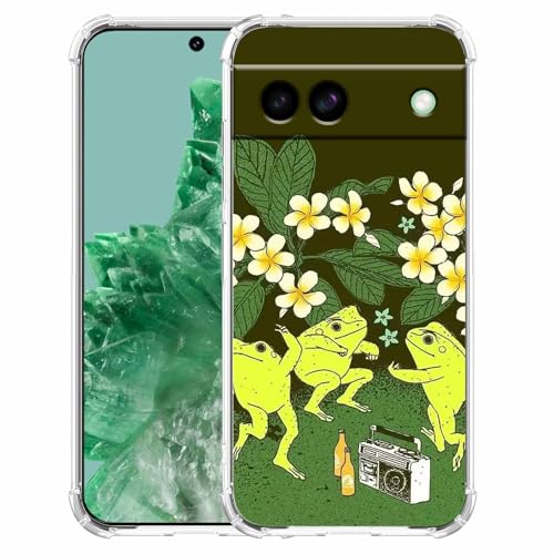 Dancing Frogs Hippie Animals Party Muster, weiche TPU-Schutzhülle, kompatibel mit Google Pixel 8a von malegaon