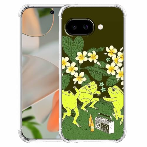 Dancing Frogs Hippie-Tiere, Party-Muster, weiche TPU-Schutzhülle, kompatibel mit Google Pixel 9a von malegaon