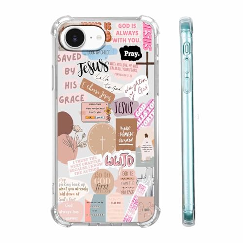 malegaon Christliche Schutzhülle für iPhone 16e, ästhetische Bibelvers-Zitate, Collage, trendige, weiche TPU-Schutzhülle für iPhone 16e von malegaon