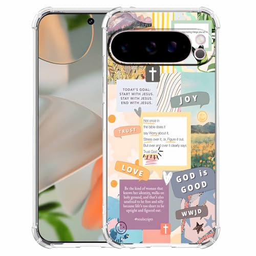 malegaon Christliche Zitate Bibel Motivierende Wörter Collage Muster, weiches TPU Bumper Handyhülle für Google Pixel 9 Pro XL von malegaon