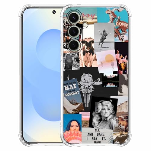malegaon Cowboy-Cowgirl-Schutzhülle für Samsung Galaxy S25+, Western Country Art Collage, weiche TPU-Vollschutzhülle für Galaxy S25 Plus von malegaon
