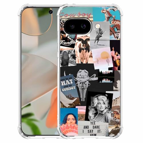malegaon Cowboy Cowgirl Western Country Art Collage, trendige, weiche TPU-Schutzhülle für Google Pixel 9a, transparent von malegaon