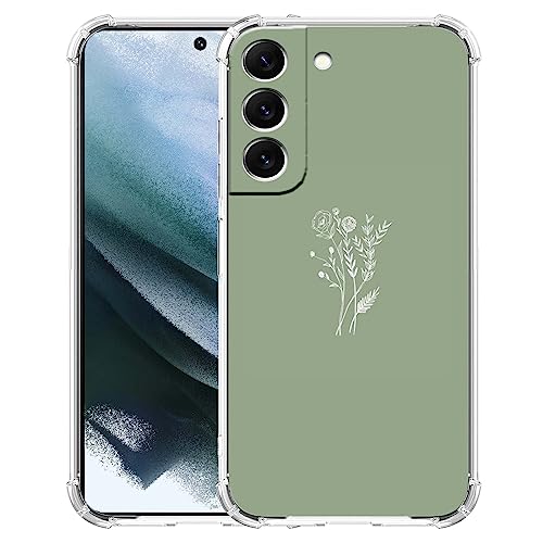 malegaon Grüne Blumen-Schutzhülle für Samsung Galaxy S21, ästhetisch, abstrakt, minimalistisch, Blumenmuster, weiches TPU, vollständige Abdeckung für Galaxy S21 von malegaon