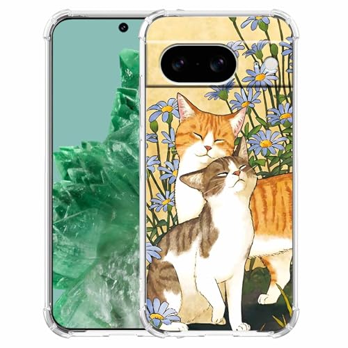 malegaon Schutzhülle für Google Pixel 8 (Motiv: Katze, Blume, niedliches Tiermuster, trendig, weiches TPU) von malegaon