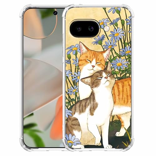 malegaon Schutzhülle für Google Pixel 9a (Katze, Blume, ästhetisch, niedliches Tiermuster, trendig, weiches TPU) von malegaon