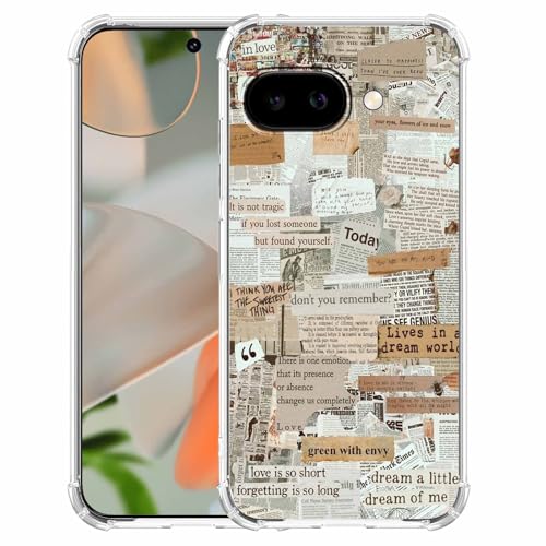 malegaon Schutzhülle für Google Pixel 9a (Old Newspaper Aesthetic Vintage Retro Art Collage), trendig, weiches TPU, transparent von malegaon