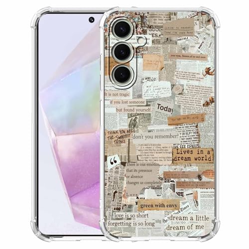 malegaon Schutzhülle für Samsung Galaxy A35, Motiv: Old Newspaper Aesthetic Vintage Retro Art Collage, trendig, weiches TPU, vollständige Schutzhülle von malegaon