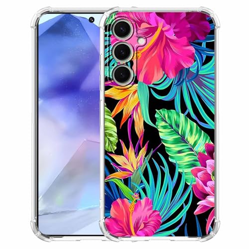 malegaon Schutzhülle für Samsung Galaxy A55, Hibiskusblume, ästhetisch, tropisches Blumenmuster, trendig, weiches TPU, vollständige Schutzhülle von malegaon