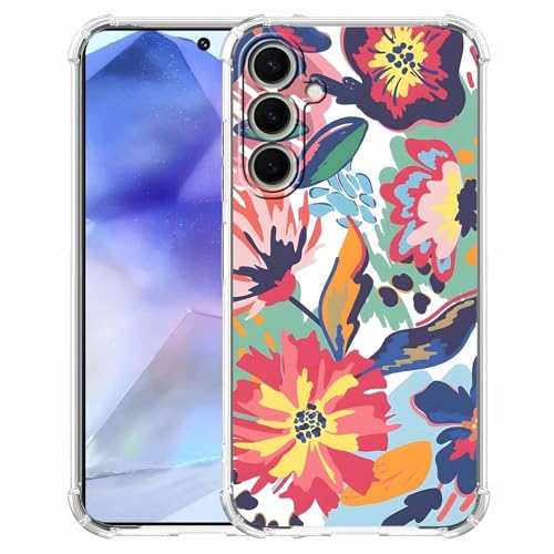 malegaon Schutzhülle für Samsung Galaxy A55, Motiv: Aquarell-Blumenmalerei, ästhetisches Blumenmuster, trendig, weiches TPU, vollständige Schutzhülle von malegaon