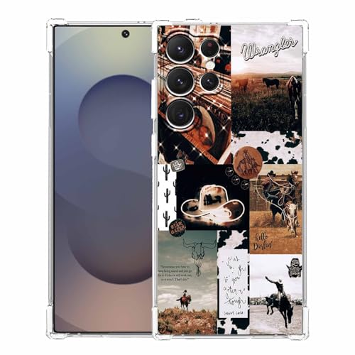 malegaon Schutzhülle für Samsung Galaxy S25 Ultra im Vintage-Stil, Cowboy-Design, ästhetische Wild-West-Life-Collage, trendige, coole weiche TPU-Schutzhülle für Galaxy S25 Ultra von malegaon