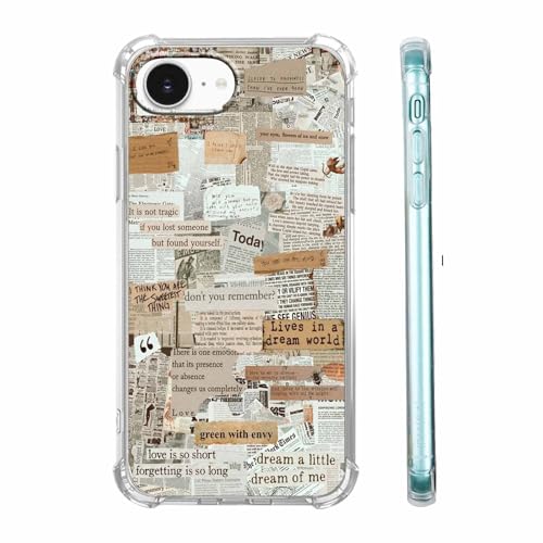 malegaon Schutzhülle für iPhone 16e, Motiv: Alte Zeitungs-Collage, ästhetisches Vintage-Retro-Kunstmuster, weiche TPU-Vollschutzhülle für iPhone 16e von malegaon