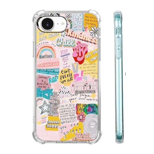 malegaon Schutzhülle für iPhone 16e mit indischen positiven Zitaten, Hippie-Wörter-Collage, trendige, weiche TPU-Schutzhülle für iPhone 16e von malegaon
