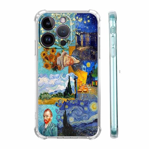 malegaon Van Gogh Gemälde Collage Hülle für iPhone 14 Pro Max, Sternennacht Muster, weiche TPU tective Cover für iPhone 14 Pro Max von malegaon