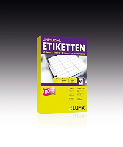 LUMA 4764330 Universal-Etiketten 64,6 x 33,8mm A4 100 Bogen mit je 24 Etiketten von malu