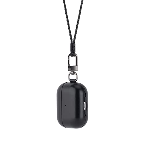 Maogoam Halskette Ledertasche für AirPods Pro 2 mit Clips und Knopf, Echtes kristallgegerbtes Ölwachs-Lederetui für AirPods Pro 2. Generation 2022 mit Schlüsselanhänger, Eleganter Stil, Schwarz von maogoam