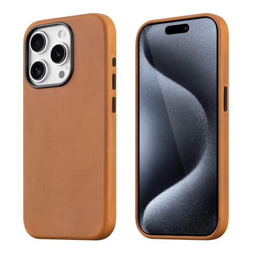 maogoam für iPhone 15 Pro Tasche Leder, Echtes Crazy Horse Leder Etui für iPhone 15 Pro, Kompatibel mit MagSafe, Indiana-Jones Style, Braun maogoam für iPhone 15 Pro Tasche Leder, Echtes Crazy Horse Leder Etui für iPhone 15 Pro, Kompatibel mit MagSafe, Indiana-Jones Style, Braun von maogoam