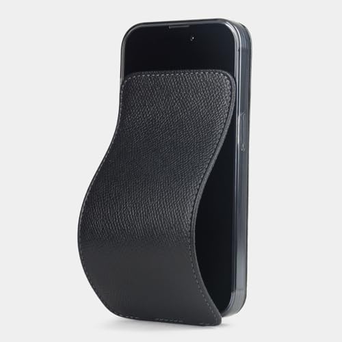 marcel robert Handytasche für iPhone 15 Pro - patentiertes Modell - handgearbeitet aus echtem Delphinfinish Kalbsleder - SCHWARZ von marcel robert